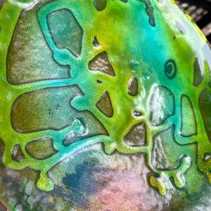 🌹Vintage Abstract HANDMADE Enamel on CopperArt plate with Artist Insignia